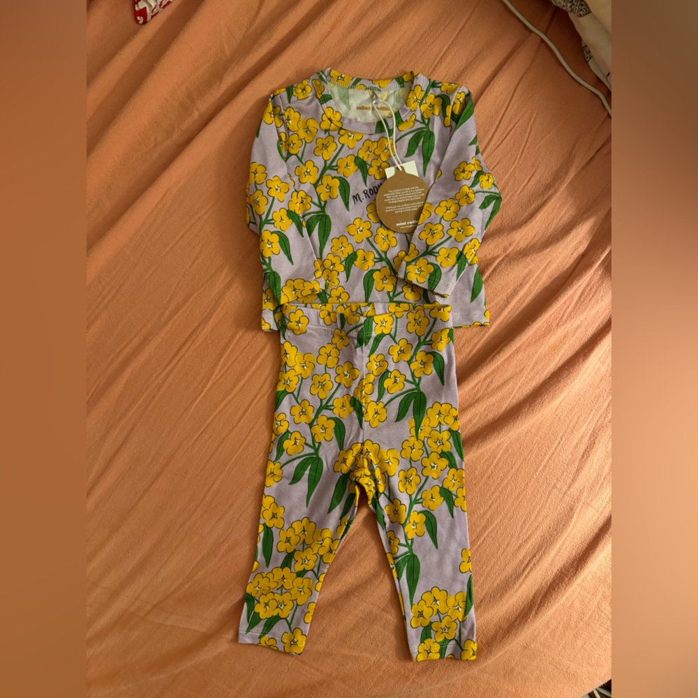 Mini Rodini Yellow Floral Kids Pajamas